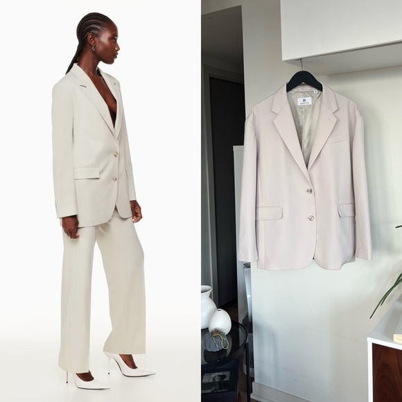 New Aritzia Babaton Agency Relaxed Sngle-Breasted Wool Formal Fall Blazer SzL - Picture 5 of 15